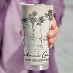 Vaso Curvo 30oz Personalizado Pintado a Mano Flor de Nacimiento con Nombre y Pajita Línea Artística Taza de Café Aislada Regalo para Mamá Abuela