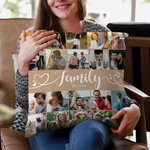 Personlig familj 20 foton collage kasta kuddeöverdrag med namn heminredning födelsedag jubileums julklapp för familj