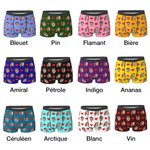 Caleçon Motif Cœur d'Amour Sous-Vêtement Personnalisé avec Photos de Visages Drôles Cadeau d'Anniversaire Saint-Valentin pour Lui