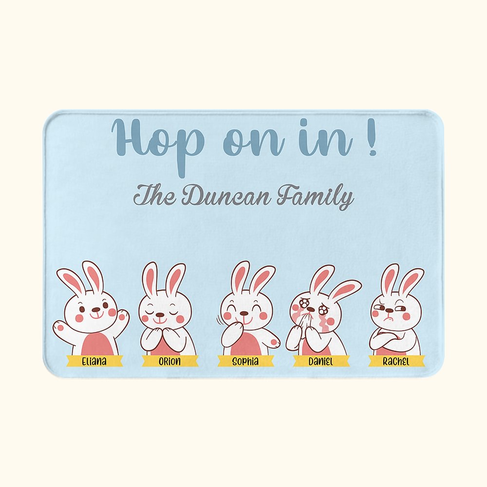 Zerbino di benvenuto personalizzato Hope on It Cute Easter Bunny con nome Regalo di Pasqua per la famiglia