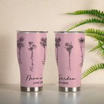 Vaso Curvo 30oz Personalizado Pintado a Mano Flor de Nacimiento con Nombre y Pajita Línea Artística Taza de Café Aislada Regalo para Mamá Abuela