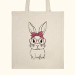 Adorabile coniglietto con occhiali in tela personalizzato con nome, regalo di Pasqua per gli amici dei bambini