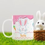 Mug Céramique Motif de Lapin Tasse Personnalisée avec Nom Cadeau de Pâques pour Enfant et Famille