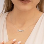 Personalizado Hebreo Letra Cubic Zirconia Collar con Nombre Judaica Bat Mitzvah Cumpleaños Regalo para Ella