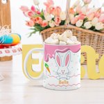 Mug Céramique Motif de Lapin Tasse Personnalisée avec Nom Cadeau de Pâques pour Enfant et Famille
