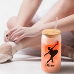 Personalisierte Tanz Ballerina Silhouette 20oz Name Glas Becher mit Bambusdeckel und Stroh Geburtstag Jahrestag Geschenk für sie