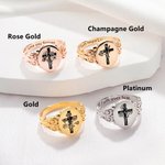 Personalizado Cruz Nacimiento Flor Ramo Signet Anillo Let Go And Let God Anillo Cristiano Joyería Grabada Bautizo Día de la Madre Regalo para Mujer