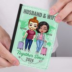 Mapa personalizado en color sólido Marido y mujer juntos desde hace años Funda de pasaporte Regalo de San Valentín para pareja amigo