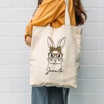 Adorabile coniglietto con occhiali in tela personalizzato con nome, regalo di Pasqua per gli amici dei bambini