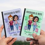 Mapa personalizado en color sólido Marido y mujer juntos desde hace años Funda de pasaporte Regalo de San Valentín para pareja amigo
