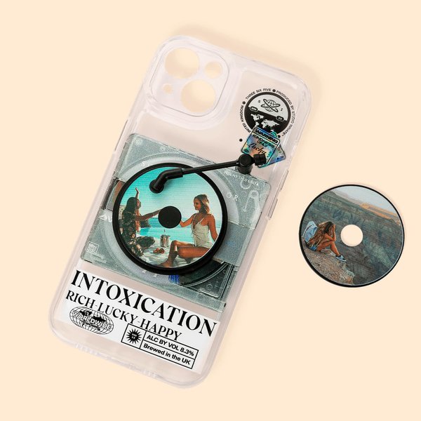 Personalisierte Foto Vinyl Record Phone Case für iPhone mit 2 austauschbaren CD-Scheiben Geburtstagsgeschenk für Musik Record Lover