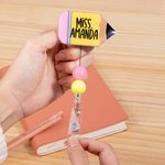 Personalized Pencil Sequin Retractable Badge Reel with Name Back to School Appreciation Gift for Teacher