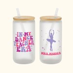 Personalisierte In My Dance Teacher Era 20oz Milchglasbecher mit Strohhalm und Name Geschenk für Ballerina