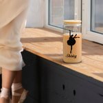 Personalisierte Tanz Ballerina Silhouette 20oz Name Glas Becher mit Bambusdeckel und Stroh Geburtstag Jahrestag Geschenk für sie