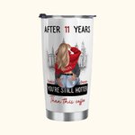 Personalized You’re Still Hotter Than This Coffee 20oz Stainless Steel Tumbler with Couple Names Valentine’s Day Anniversary Gift for Couple