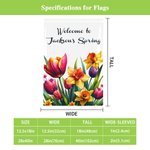 Personalized Welcome to Spring Garden Flag with Name Floral Yard Porch Decoration Housewarming Holiday Gift for Gardening Lover