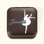 Personalisierte Ballett Silhouette Leder Schmuckkästchen mit Pailletten Name Portable Travel Accessoire Geburtstag Brautjungfer Geschenk für Ballerina