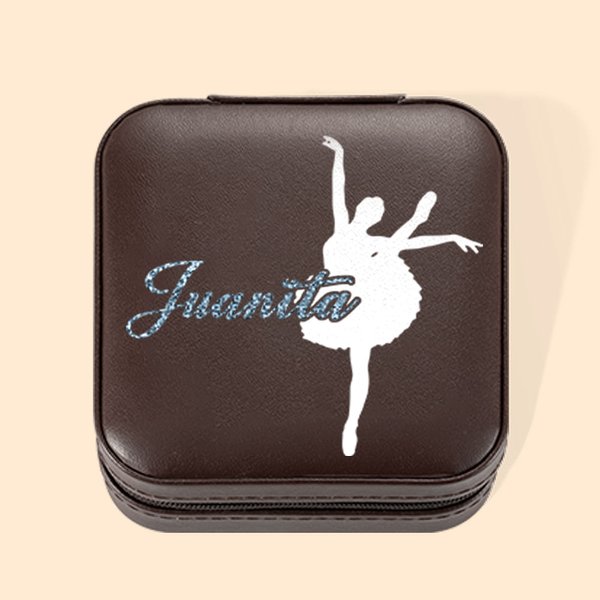 Personalisierte Ballett Silhouette Leder Schmuckkästchen mit Pailletten Name Portable Travel Accessoire Geburtstag Brautjungfer Geschenk für Ballerina