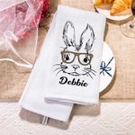Asciugamano da cucina personalizzato in cotone 100% coniglietto Waffle Super assorbente con nome Regalo di Pasqua per la famiglia