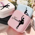Personalisierte Ballett Silhouette Leder Schmuckkästchen mit Pailletten Name Portable Travel Accessoire Geburtstag Brautjungfer Geschenk für Ballerina