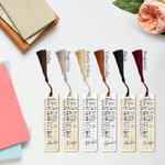 Personalisierte Retro Datum fällig Karte Acryl Lesezeichen mit Quaste und Name Geburtstag zurück zu Schule Geschenk für Buchliebhaber