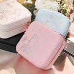 Personligt resesmyckeskrin i PU-läder med sött kattmönster och namn Bärbart smyckeskrin Present till bokälskare