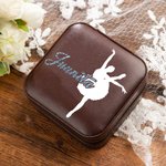 Personalisierte Ballett Silhouette Leder Schmuckkästchen mit Pailletten Name Portable Travel Accessoire Geburtstag Brautjungfer Geschenk für Ballerina