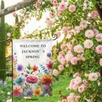 Personalized Welcome to Spring Garden Flag with Name Floral Yard Porch Decoration Housewarming Holiday Gift for Gardening Lover