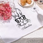 Asciugamano da cucina personalizzato in cotone 100% coniglietto Waffle Super assorbente con nome Regalo di Pasqua per la famiglia