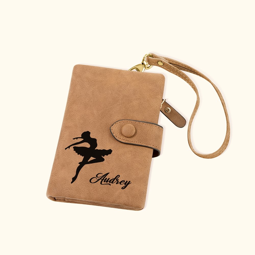 Portefeuille Tri-Fold en cuir avec nom pour danseuse de ballet Cadeau d'anniversaire de danse pour femme fille