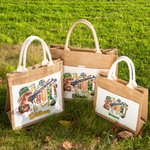 Gepersonaliseerde Camouflage Bunny herbruikbare Jute draagtas met naam Paascadeau voor kind