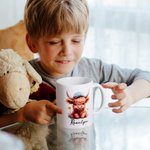 Gepersonaliseerde 11oz Schattige Hooglandse Koe Keramische Mok met Naam Verjaardagscadeau voor Familie Vriend