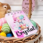 Personalized Colourful Easter Gnome A7 Notebook with Name Easter Basket Stuffers Birthday Easter Party Gift for Kids