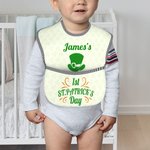 Bavaglino impermeabile personalizzato per il primo giorno di San Patrizio con una tasca e chiusura a cravatta regolabile Regalo per la festa del bebè 