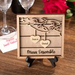 Décoration de Maison avec Support en Bois Cadre Personnalisé avec Noms Cadeau d'Anniversaire St Valentin pour Couple
