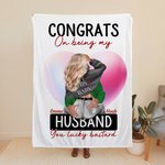 Cuore rosa personalizzato Congrats On Being My Husband Coperta morbida in pile Sherpa Regalo per la coppia