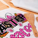 Personalized Bunny Bright-Colored Name Apron with Pocket Easter Gift for Adult Kid