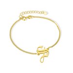 Bracelet Gothique Personnalisé avec Initiale Cadeau Anniversaire Fête pour Femme