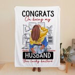 Personalised Living Room Congrats On Being My Husband Fleece Sherpa Soft Blanket Gift for Couple