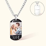 Personalized 1-4 Photos Collage Dog Tag Necklace with Text Birthday Valentine's Day Father's Day Gift for Men