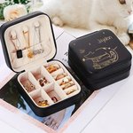 Personligt resesmyckeskrin i PU-läder med sött kattmönster och namn Bärbart smyckeskrin Present till bokälskare