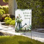Personalized Welcome to Spring Garden Flag with Name Floral Yard Porch Decoration Housewarming Holiday Gift for Gardening Lover