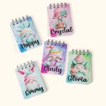 Personalized Colourful Easter Gnome A7 Notebook with Name Easter Basket Stuffers Birthday Easter Party Gift for Kids