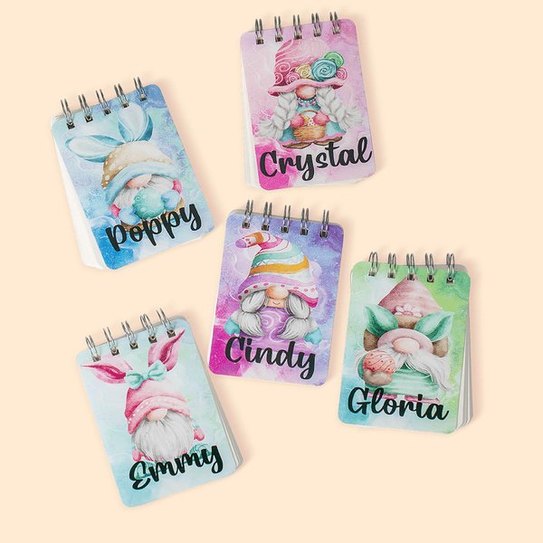Cahier de Notes A7 Carnet Personnalisé avec Nom Gnome de Pâque Cadeau Fête Pâques pour Enfants