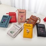 Portefeuille en Cuir Personnalisé avec Fleur de Naissance et Prénom Sac à Bandoulière Rétro Cadeau d'Anniversaire pour Femme
