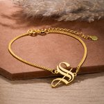 Bracelet Gothique Personnalisé avec Initiale Cadeau Anniversaire Fête pour Femme