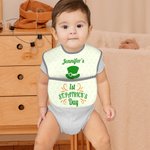 Bavaglino impermeabile personalizzato per il primo giorno di San Patrizio con una tasca e chiusura a cravatta regolabile Regalo per la festa del bebè 