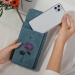 Portefeuille en Cuir Personnalisé avec Fleur de Naissance et Prénom Sac à Bandoulière Rétro Cadeau d'Anniversaire pour Femme