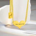 Collier Inoxydable Personnalisé avec Gravure Breloque Forme Cœur Cadeau Anniversaire St Valentin pour Couple Femme