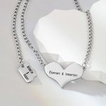 Collier Inoxydable Personnalisé avec Gravure Breloque Forme Cœur Cadeau Anniversaire St Valentin pour Couple Femme